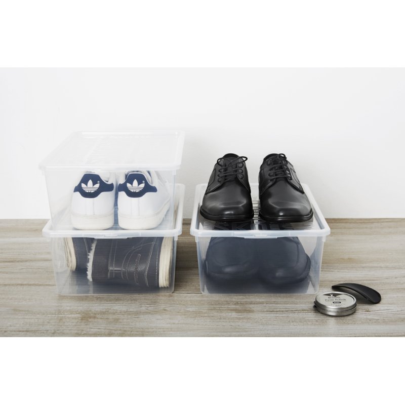 plast team shoebox BASIC BOX, transparent, 257×385×133 mm, stackable